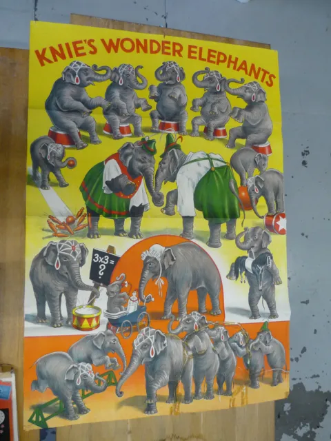 Poster Plakat - Zikus Knie Wonder Elephants - Original Plakat ca 1930 Berthold