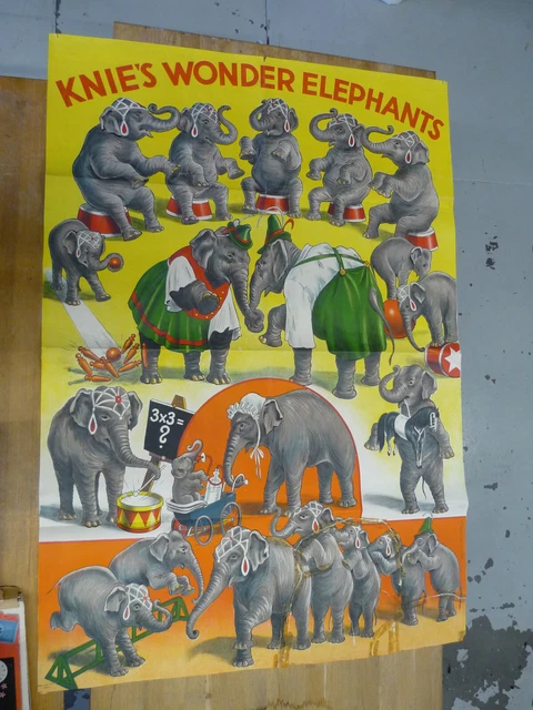 Poster Plakat - Zikus Knie Wonder Elephants - Original Plakat ca 1930 Berthold Poster Plakat - Zikus Knie Wonder Elephants - Original Plakat ca 1930 Berthold