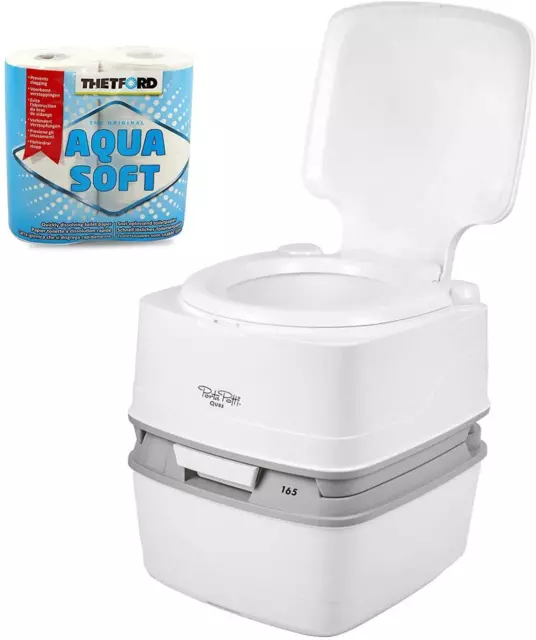 Thetford Porta Potti Qube 165 mit 4er-Pack Aqua Soft WC Rolle Camping WC