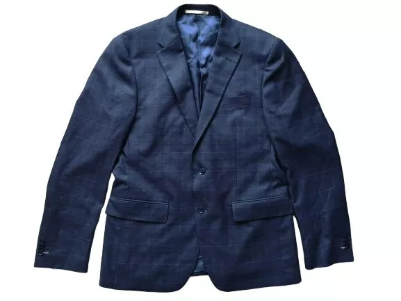 ADAM BUSINESS Azul chaqueta Cuadros Talla L Lana blazer hombres