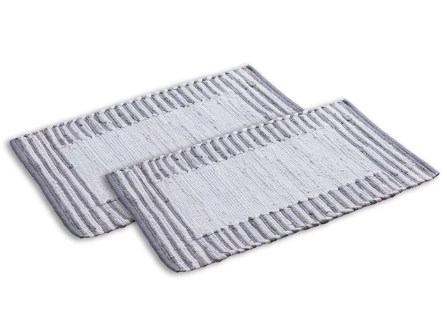 Badteppich Set 2 groß 100% Baumwolle Badematte Badvorleger Badezimmerteppich 2
