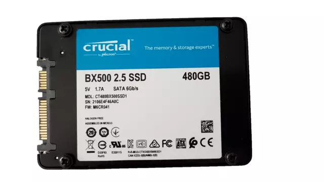 Crucial SSD 480GB BX500 Solid State Drive 2.5" SATA MX500 Used