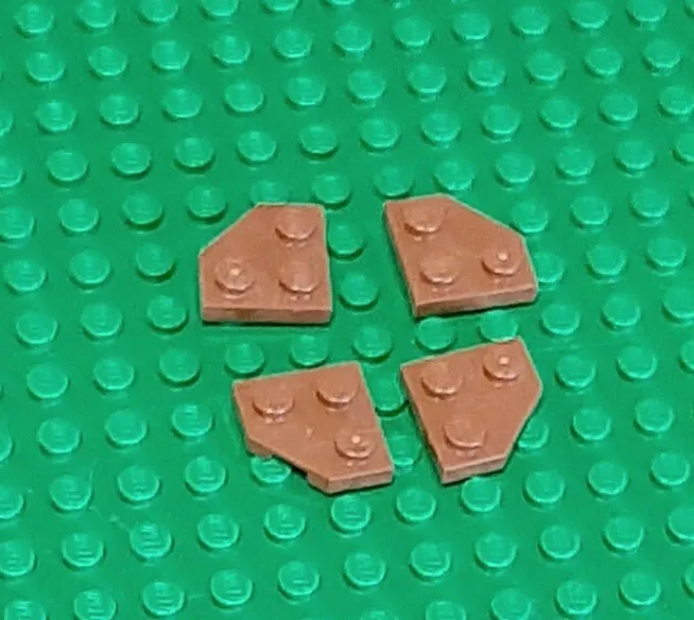4 x Lego marrone rossastro 2x2 piastra a cuneo con angolo tagliato (26601) pezzi di ricambio