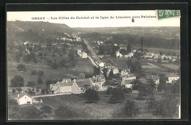 CPA Orsay, Les Villas du Guichet et la line de Limours towards Palaiseau