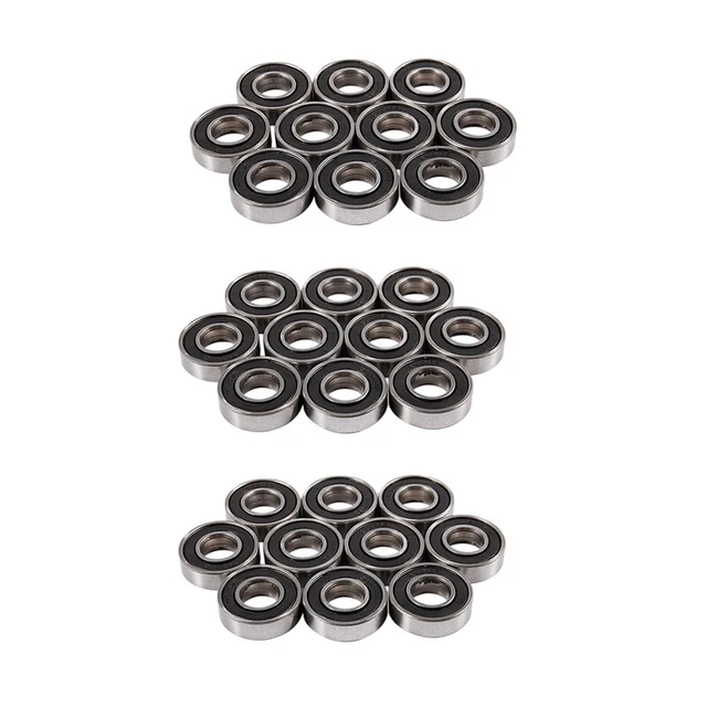 6001Rs Groove Ball Bearing 28 x 12 x 8mm 30 Piece, Silver and Black T9A3