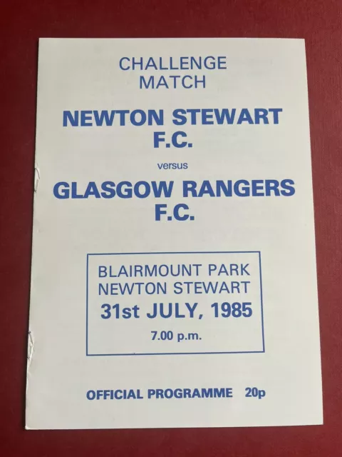 Newton Stewart v Rangers Pre-season Scottish Football Programme 1985/86