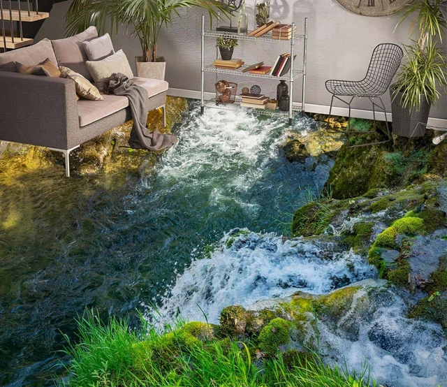 3D GRASS STONE River G3574 Floor WallPaper Murals Wall Print Decal AJ