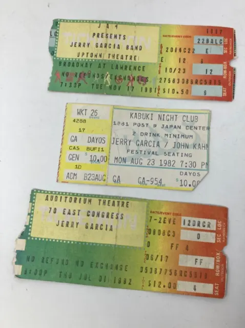 Jerry Garcia Band Tickets Stubs ~ Lot of 20 Tickets ~ 1981-1995