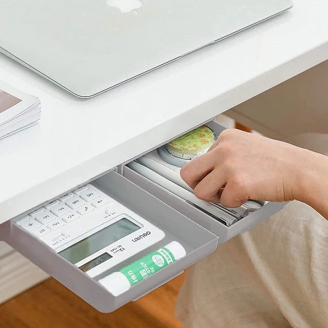 UNDER DESK DRAWER 2 Pack Under Desk Storage,SelfStick Expandable