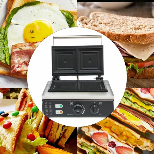 1500W Commercial/Home Electric 2-Slice Sandwich Machine Sandwich Maker Making 2