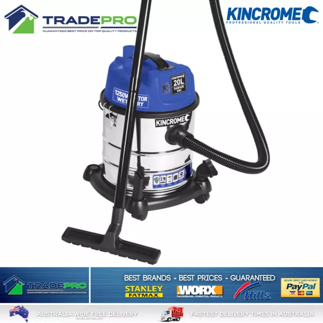 Kincrome Vacuum Cleaner Wet & Dry Commercial Work Shop 1250W Kit 20L PRO Vac 2