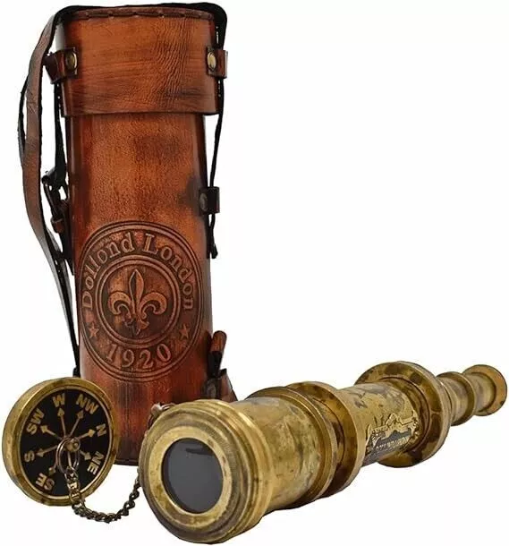 Nautical Antique Brass Pirate Telescope Marine Sailor's Spyglass 18 inch With bo