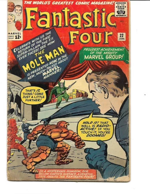 Fantastic Four #22 - 2nd Appearance of Mole Man (Marvel,1964)