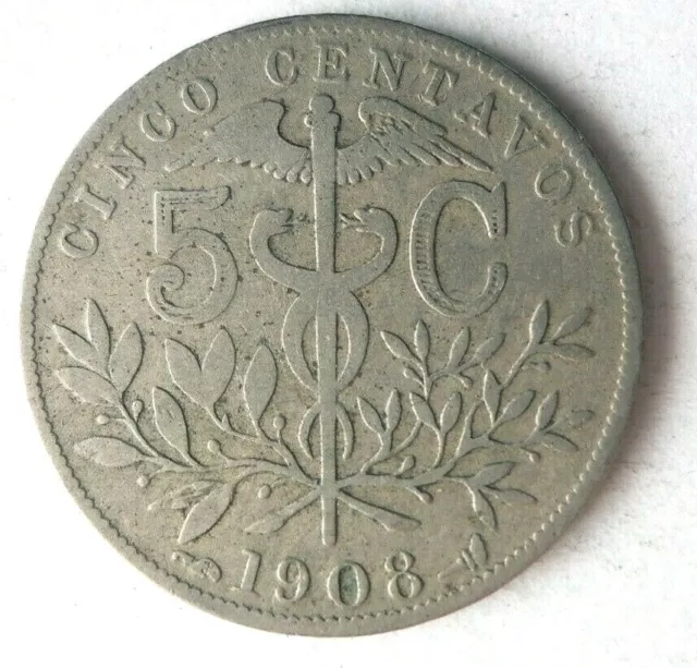 1908 BOLIVIA 5 CENTAVOS - Collectible Coin - FREE SHIP - Bin #155