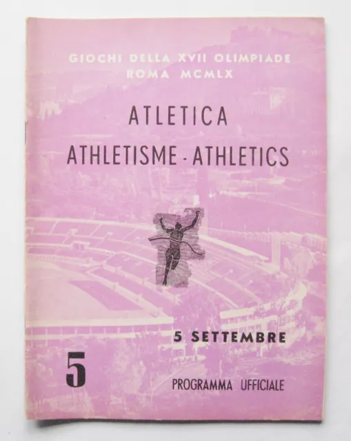 1960 Rome Olympics Athletics Programme 5th September *VG Condition*