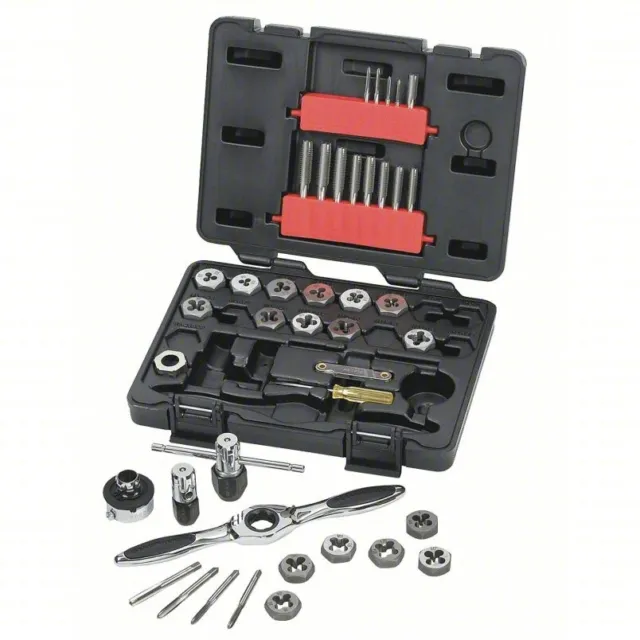 GEARWRENCH Tap and Die Set: 42 Pieces, M3x0.5 Min. Tap Thread Size, M12x1.75 Max