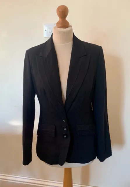 Tailored by Next Women's Black Business Dress Jacket Blazer Frill Front Size 12R
