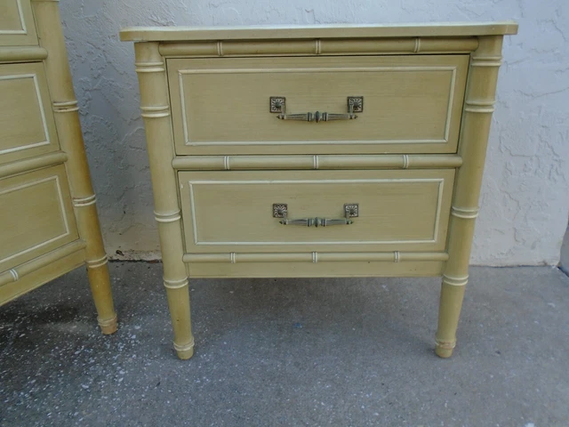 Henry Link  Faux Bamboo Nightstand Real Hollywood Regency Palm Beach Boho Retro