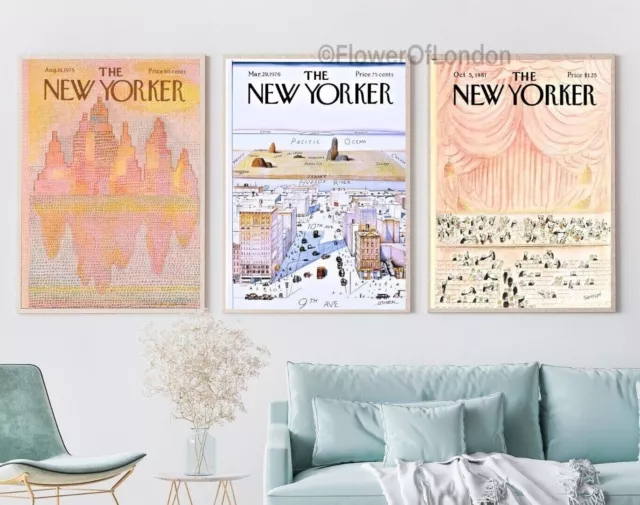Set of 3 New Yorker Magazine Covers The Best Vintage Soft Peach New York City