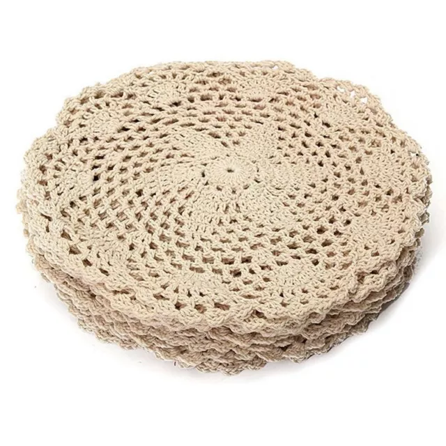12Pcs Vintage Cotton Mat Round Hand Crocheted Lace Doilies Flower Coasters6451