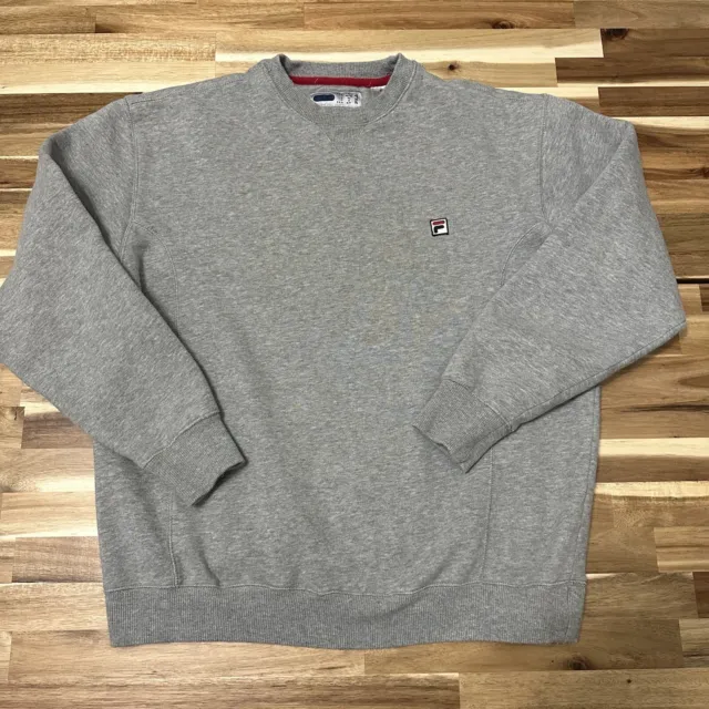 FILA Sweatshirt Mens Small Gray Crewneck Sweater Pullover Logo Blank Sportswear