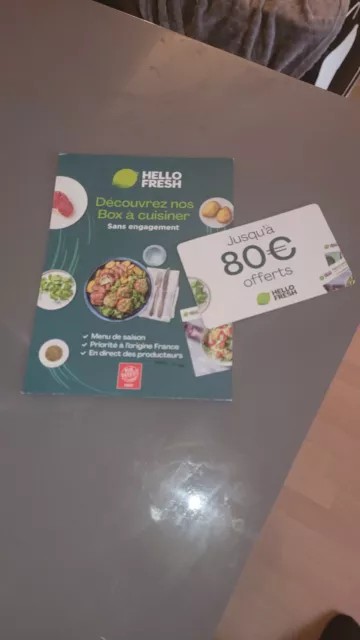 Carte de réduction Hello Fresh 80€ Neuve,valable jusqu'au 30/06/2022