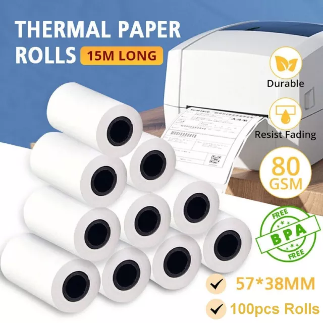 100pcs Roll 57x38mm EFTPOS Thermal Paper Rolls Cash Register Receipt paper Rolls