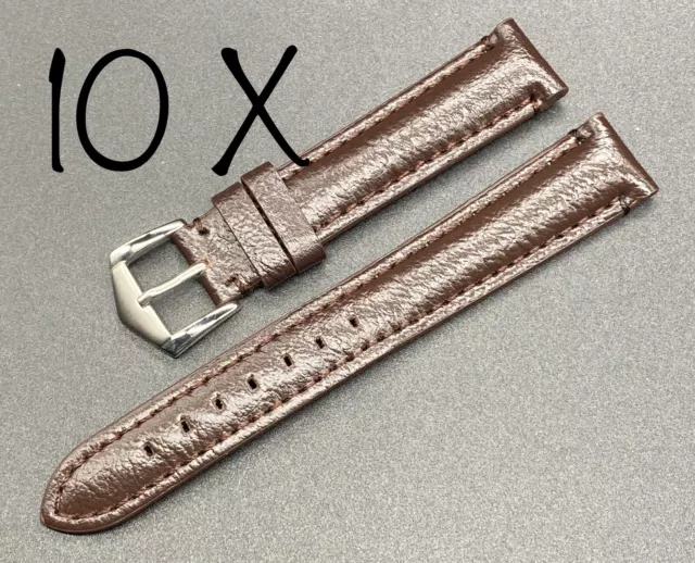 10 x Wholesale Job Lot Brown Color  Genuine Leather Watch Strap 18MM L16