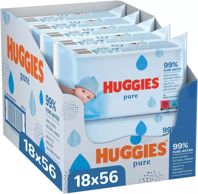 Huggies Pure Baby Wipes Bulk - Salviette Umidificate per Bambini, 99% Di Acqua,