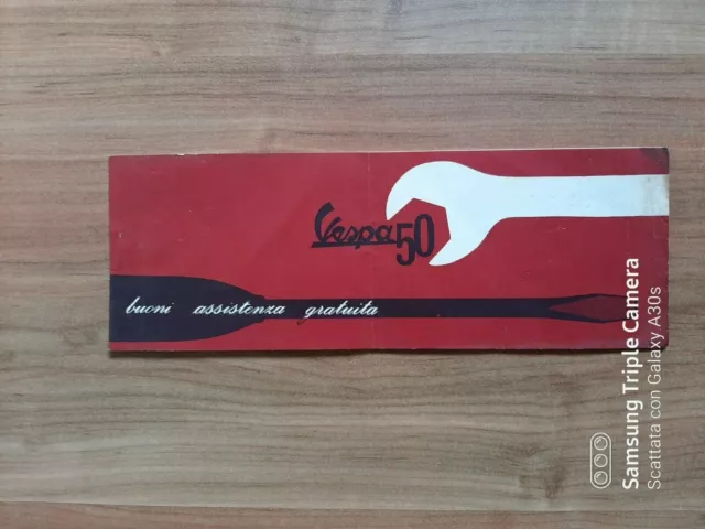 Vespa 50 Carnet Buoni Assistenza Gratuita Originale Dell'epoca