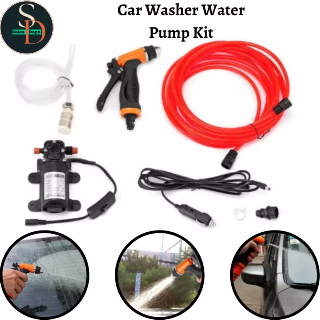 12V Car Washer Water Pump Kit Sprayer Cleaner Hose Portable High Pressure Wash