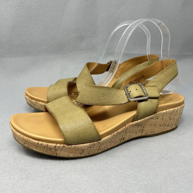 Kork-Ease Womens Minihan Open-Toe Strap Wedge Leather Sandal Size 10M Tan