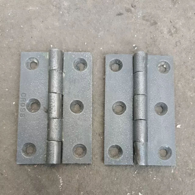 Pair of old 3 1/2" Cross hinges cast iron