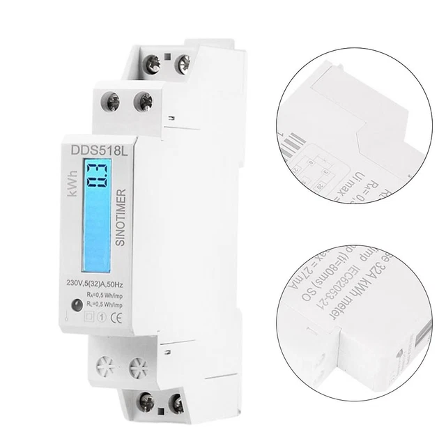Compteur D'énergie Numérique LCD – Pour Rail DIN – Monophasé 80A – Idéal Pour Suivre Sa Consommation