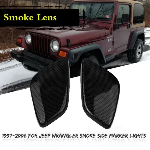 Kit alloggiamento luce segnale luce indicatore laterale lente fumata per Jeep Wr
