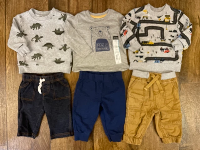 Carters Baby Boy 6 Mo Clothes Outfits Sweat Shirts Pants Jeans Fall Winter Lot