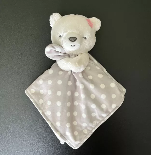 Carters Just One You White Gray Polka Dot Flower Bear Baby Security Blanket 2019