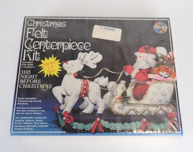 Kit de piezas centrales de fieltro navideño vintage de vacaciones #3165 noche antes de Navidad 1978