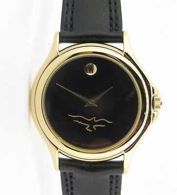 .Movado Museum Classic Mens Gold Plated Quartz Wrist Watch + Box  87-E4-0863