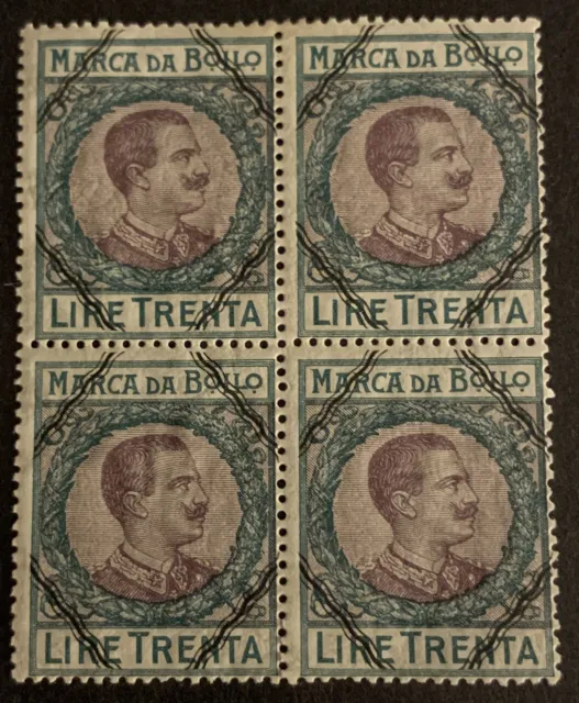 P716 World Italy Early 1900s Revenue Stamps Rare Block 4 MNHOG Great Fresh Coll