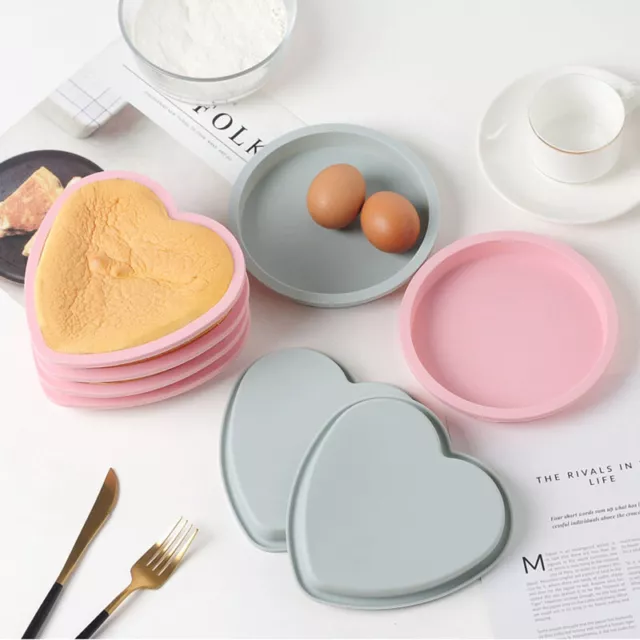 6" Silicone Cake Mould Heart Round Shape Baking Mold Bakeware Pan Tray Non-Stick