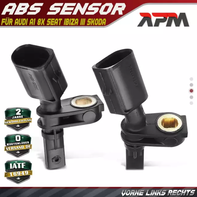 2x ABS Sensor Raddrehzahl Vorne Links Rechts für Audi A1 8X Seat Ibiza III Skoda