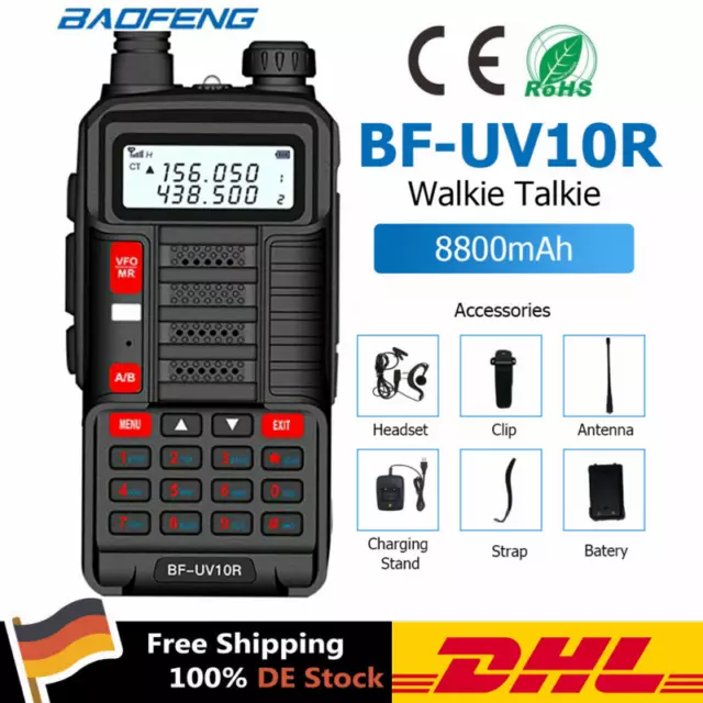 Baofeng Bf-Uv10R Vhf/Uhf 128Ch Vox Fm Radio Walkie-Talkie Hand-Funkgerät 10W Neu