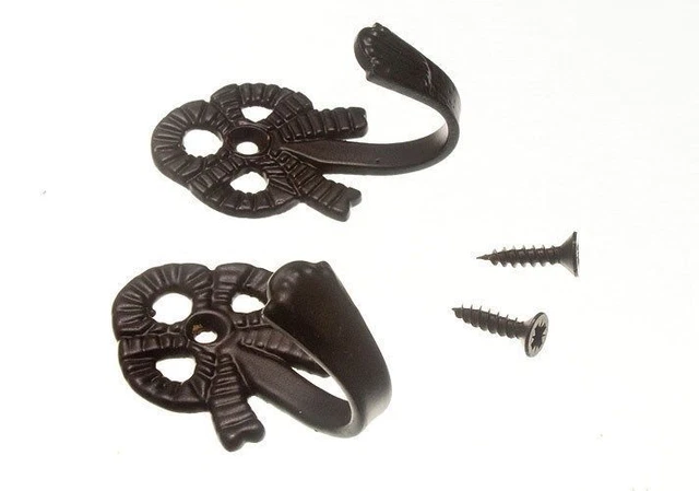 Pair Curtain Tie Backs Black Bow 45Mm And Screws 15B4