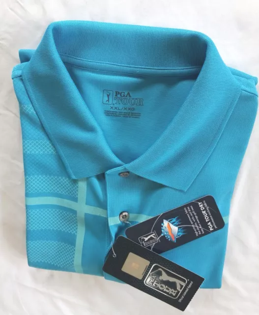 PGA TOUR MEN'S Golf Short Sleeve Polo Size Large Color Iceberg Blue ...