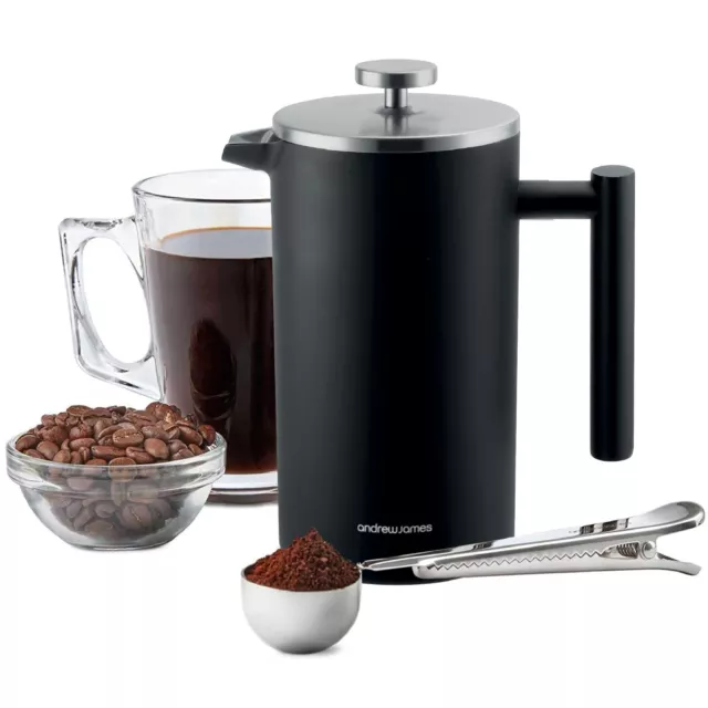 350ml Cafetiere Kaffeemaschine French Press Kolben doppelwandig matt schwarz