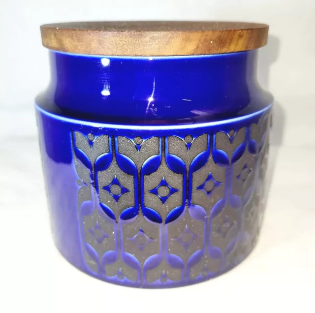 Vintage Hornsea Heirloom Cobalt Blue Coffee Jar with Walnut Lid/Made In England