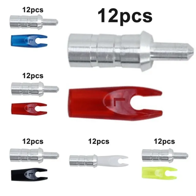 12 Pcs Arrow Aluminum Nock Pin Needles & Plastic Tails Archery DIY Shaft ID6.2mm