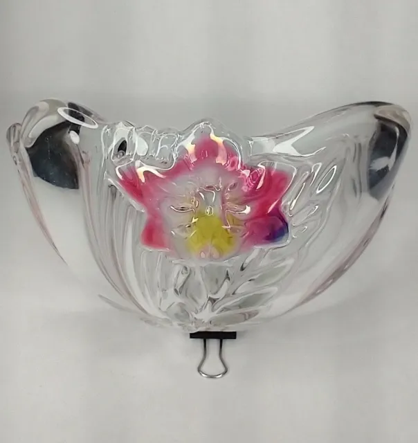 Joska Waldglashutte Bodenmais Floral Bowl Pink Accent 6"×3"