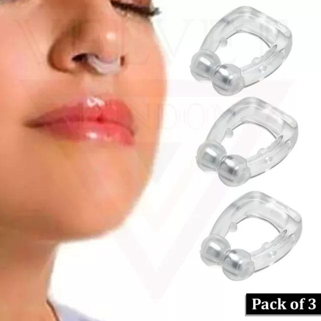 3x Stop Schnarchen Nasenclips magnetisch Anti Schnarchen Silikon Schlaf Atemgerät